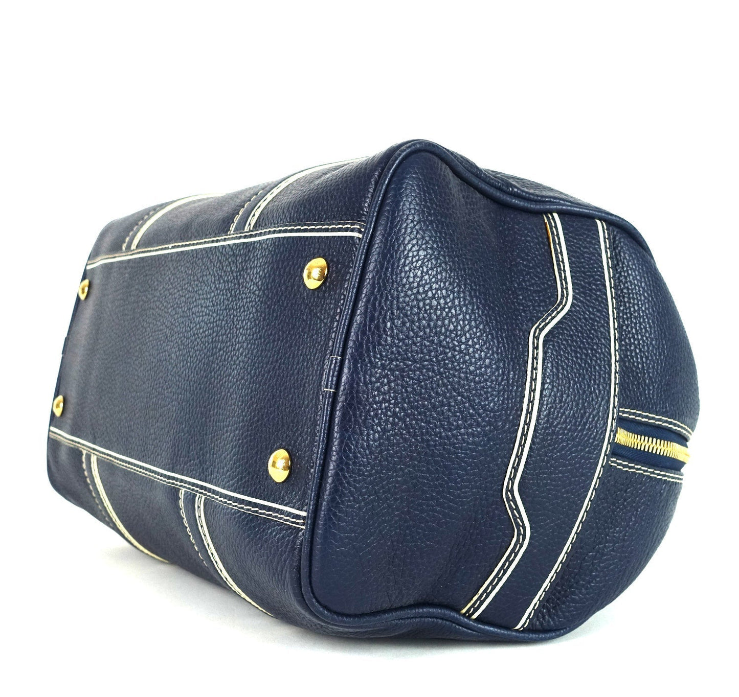 Louis Vuitto Navy Blue Leather Boston Bag