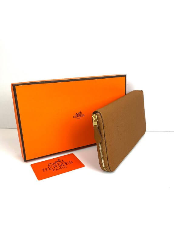 HermÃƒÆ’Ã‚Â¨s Brown Azap Zipped Classic Epsom Leather Wallet