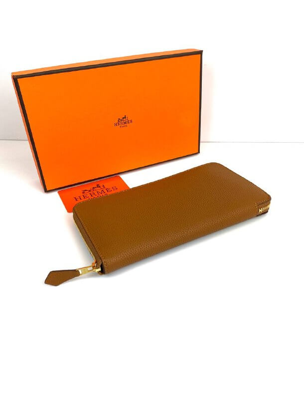 HermÃƒÆ’Ã‚Â¨s Brown Azap Zipped Classic Epsom Leather Wallet