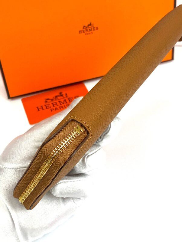 HermÃƒÆ’Ã‚Â¨s Brown Azap Zipped Classic Epsom Leather Wallet