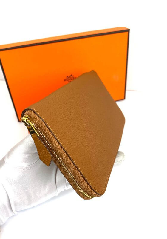 HermÃƒÆ’Ã‚Â¨s Brown Azap Zipped Classic Epsom Leather Wallet