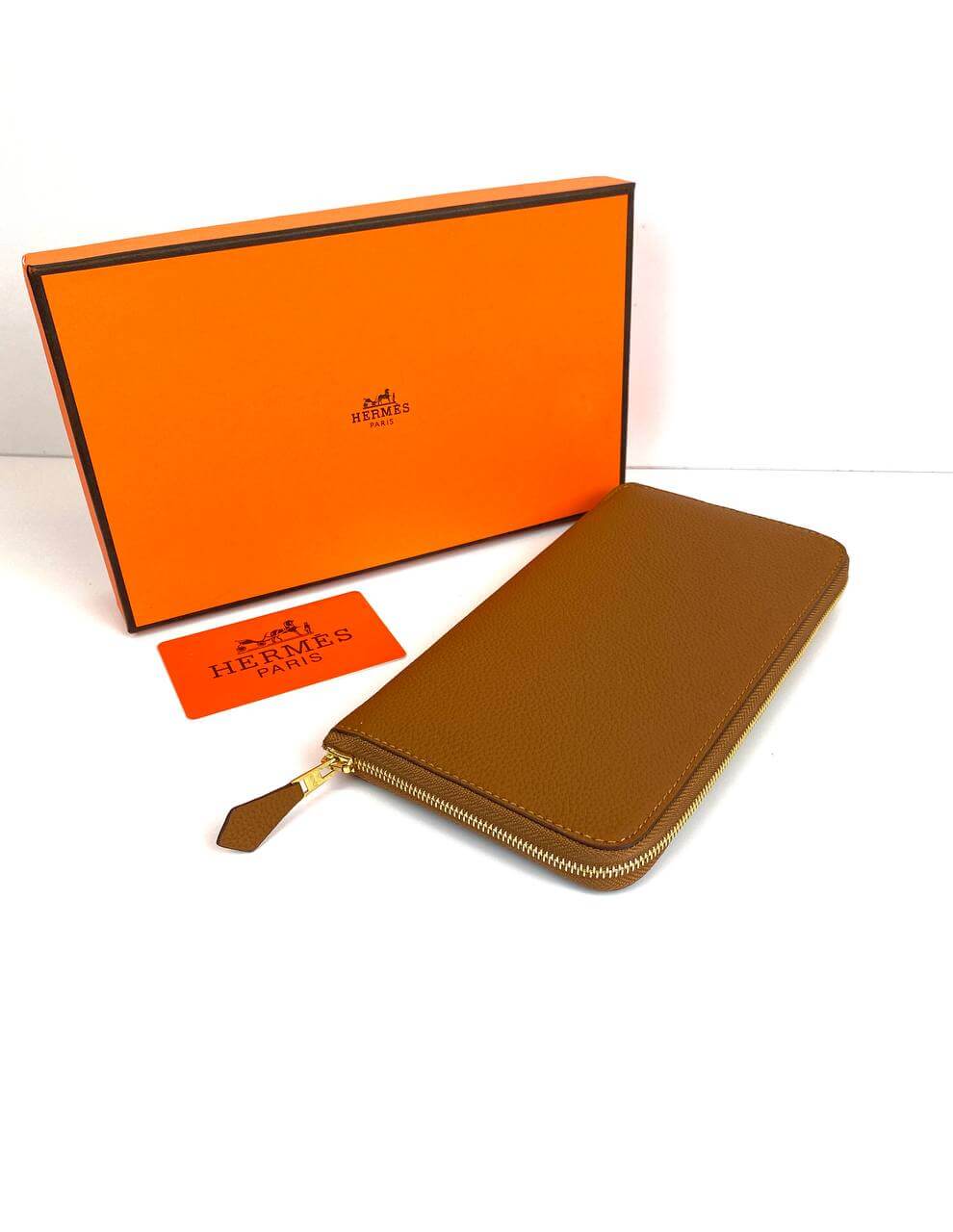 HermÃƒÆ’Ã‚Â¨s Brown Azap Zipped Classic Epsom Leather Wallet