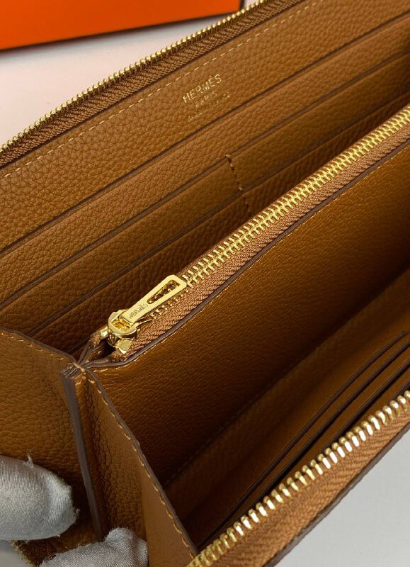 HermÃƒÆ’Ã‚Â¨s Brown Azap Zipped Classic Epsom Leather Wallet