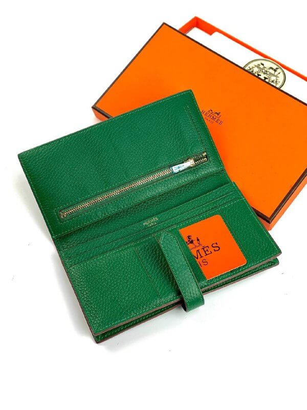 HermÃƒÆ’Ã‚Â¨s green Bearn Compact Wallet, Epsom Etoupe and Gold Hardware