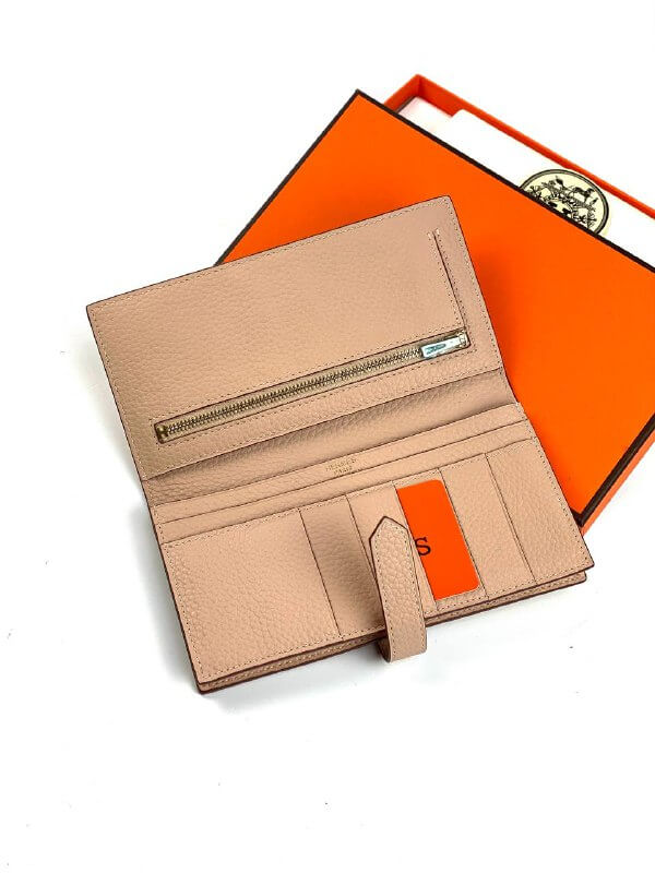 HermÃƒÆ’Ã‚Â¨s beige Bearn Compact Wallet, Epsom Etoupe and Gold Hardware
