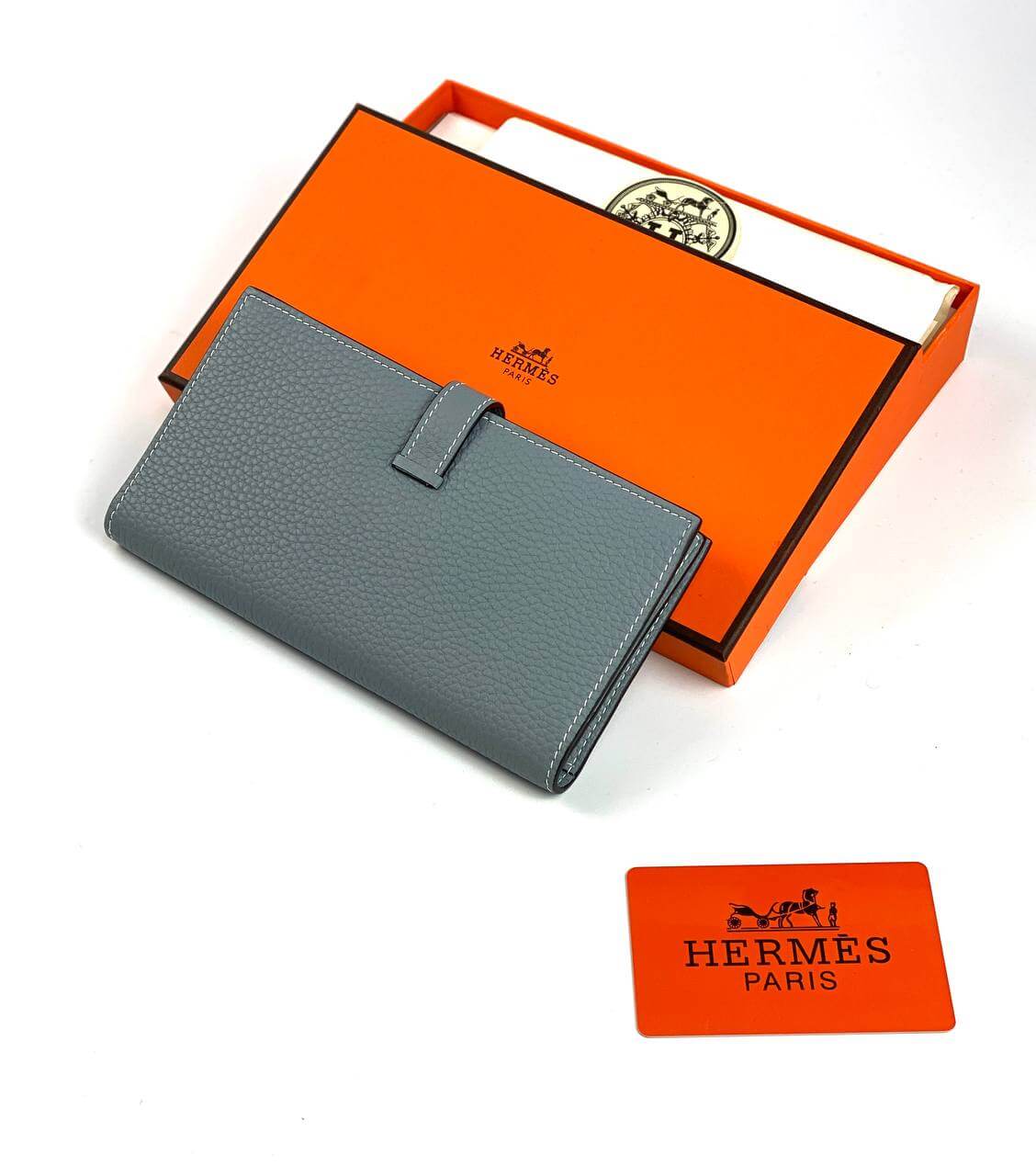 HermÃƒÆ’Ã‚Â¨s Gray Bearn Compact Wallet, Epsom Etoupe and Gold Hardware