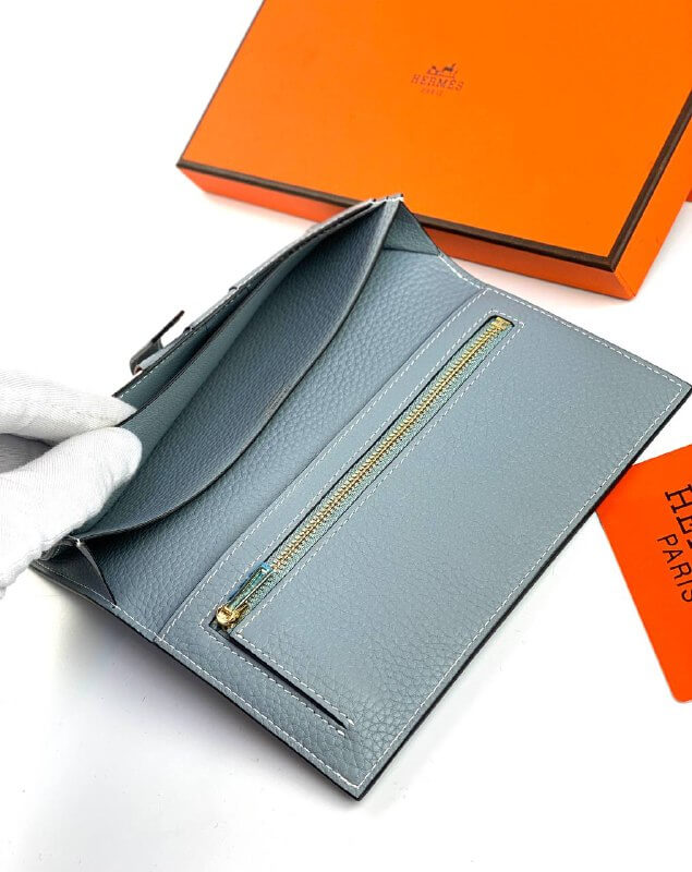 HermÃƒÆ’Ã‚Â¨s Gray Bearn Compact Wallet, Epsom Etoupe and Gold Hardware