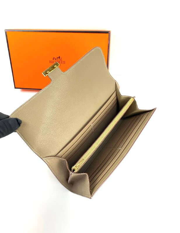 HermÃƒÆ’Ã‚Â¨s light brown Epsom Constance Long Wallet PHW