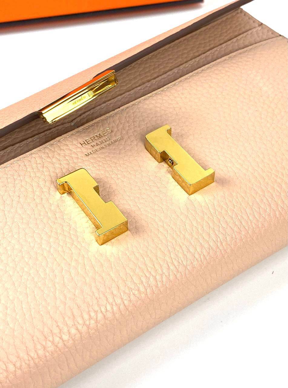 HermÃƒÆ’Ã‚Â¨s Beige Epsom Constance Long Wallet PHW