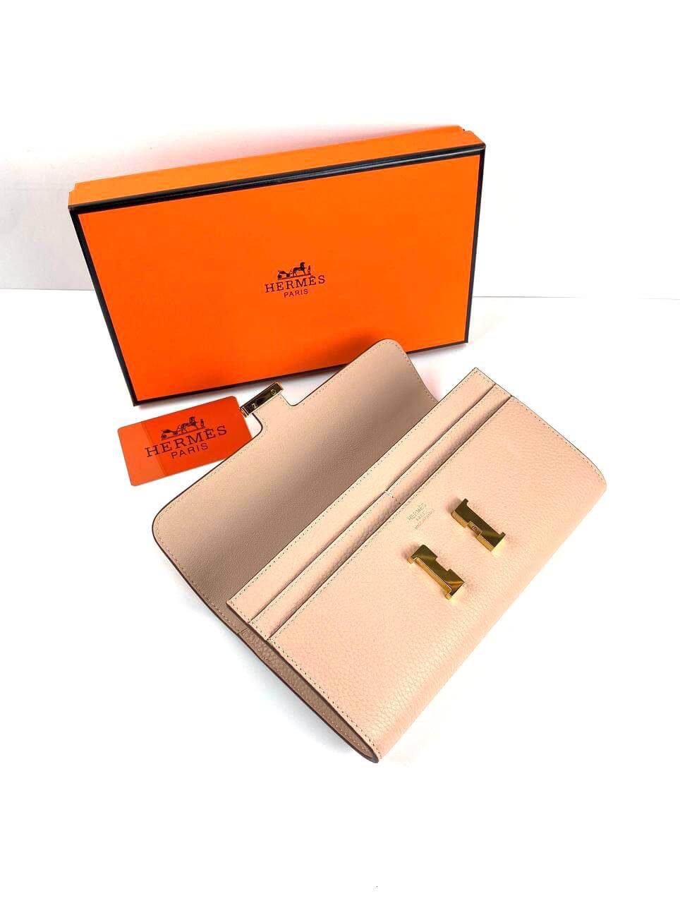 HermÃƒÆ’Ã‚Â¨s Beige Epsom Constance Long Wallet PHW