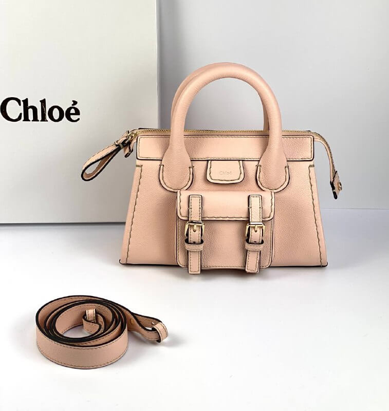 CHLOÃƒÆ’Ã¢â‚¬Â° Edith small leather tote flesh color