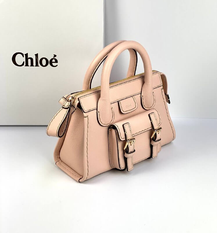 CHLOÃƒÆ’Ã¢â‚¬Â° Edith small leather tote flesh color