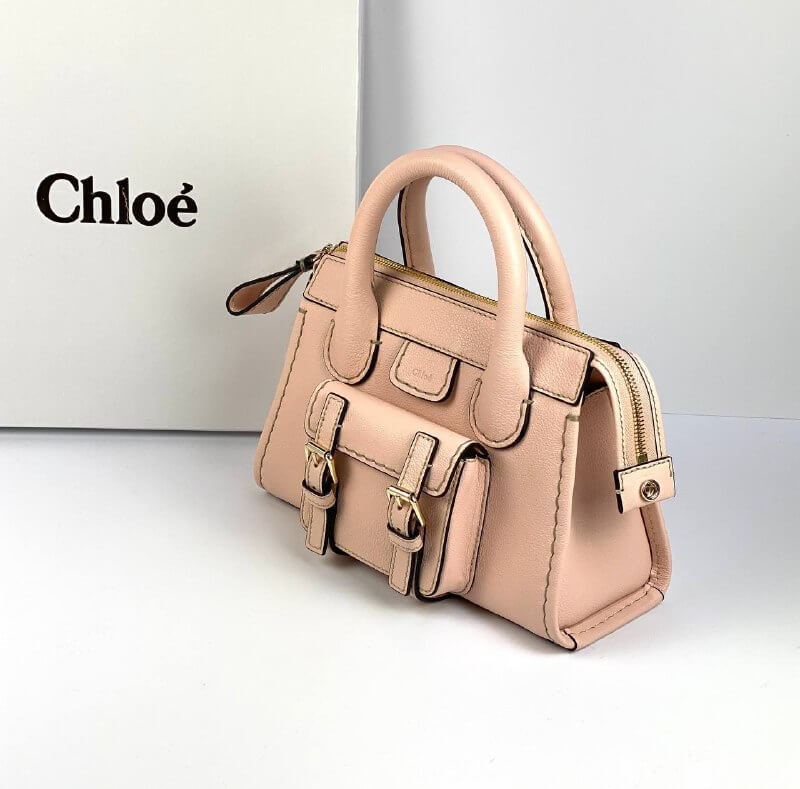 CHLOÃƒÆ’Ã¢â‚¬Â° Edith small leather tote flesh color