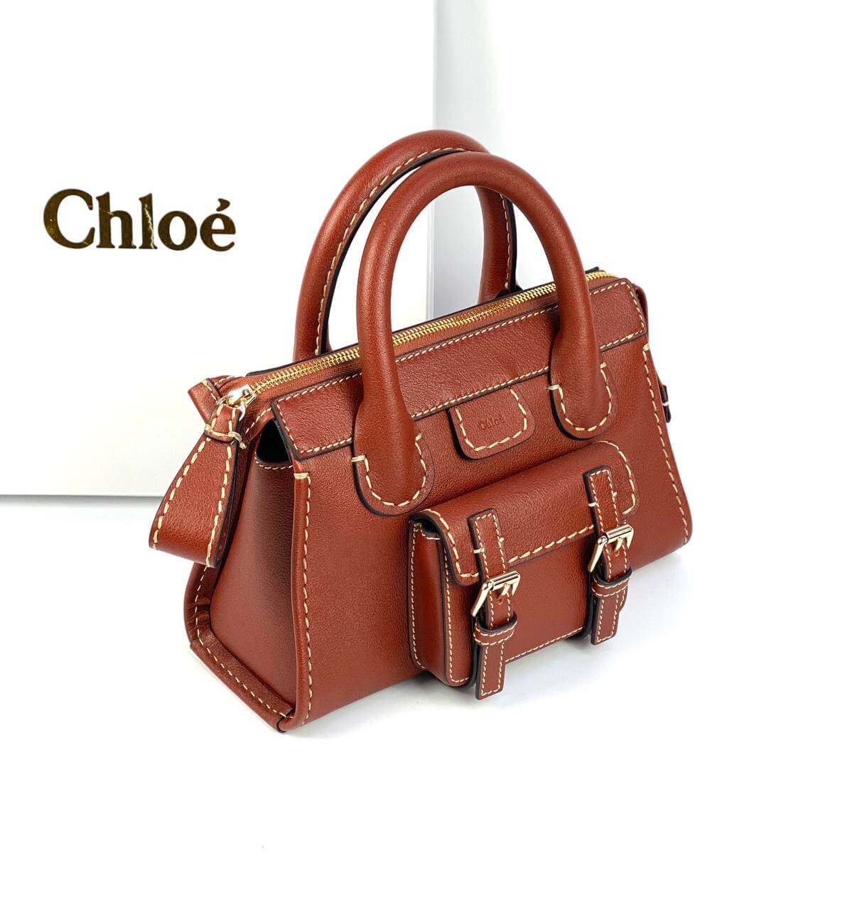 CHLOÃƒÆ’Ã¢â‚¬Â° Edith small leather tote brown
