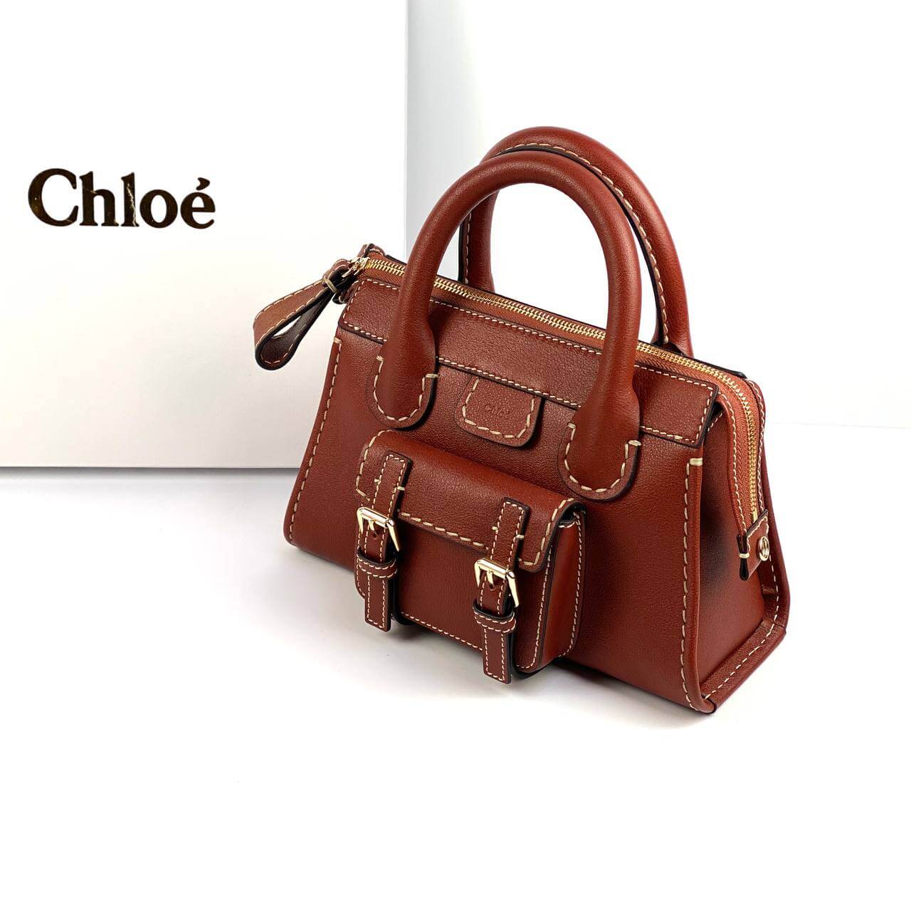 CHLOÃƒÆ’Ã¢â‚¬Â° Edith small leather tote brown