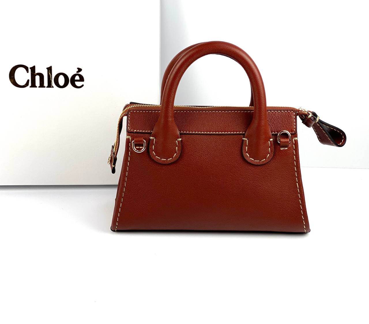 CHLOÃƒÆ’Ã¢â‚¬Â° Edith small leather tote brown