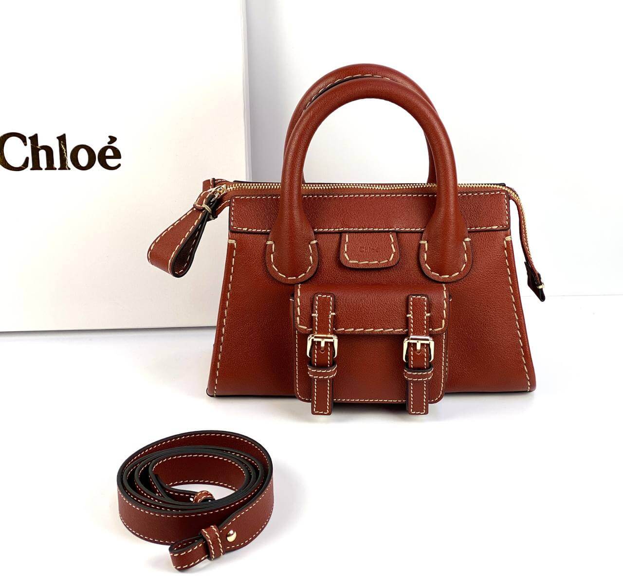 CHLOÃƒÆ’Ã¢â‚¬Â° Edith small leather tote brown
