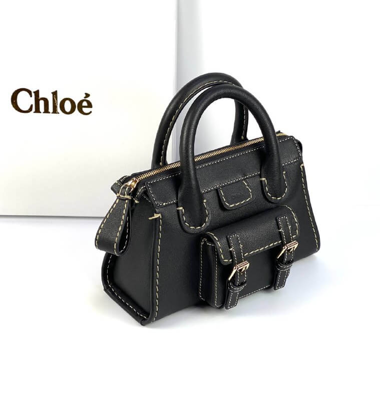 CHLOÃƒÆ’Ã¢â‚¬Â° Edith small leather tote black