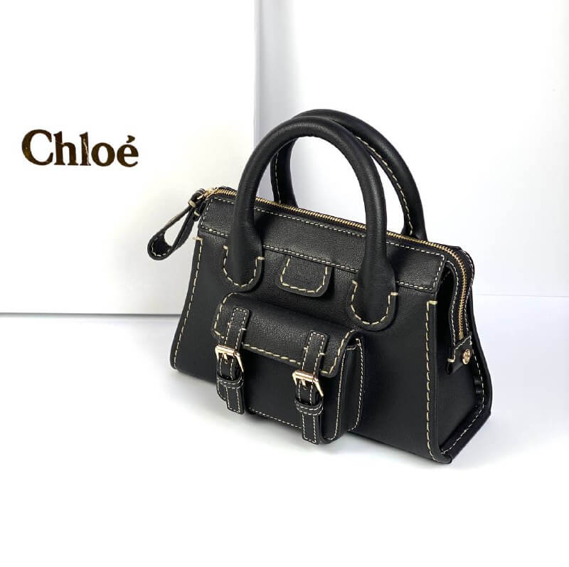 CHLOÃƒÆ’Ã¢â‚¬Â° Edith small leather tote black