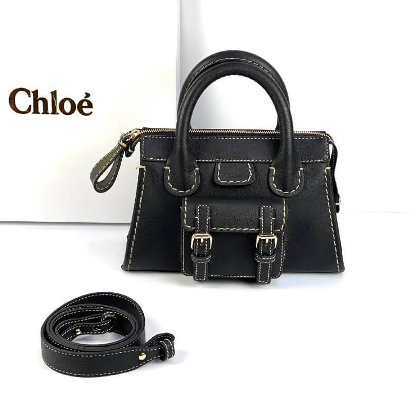 CHLOÃƒÆ’Ã¢â‚¬Â° Edith small leather tote black