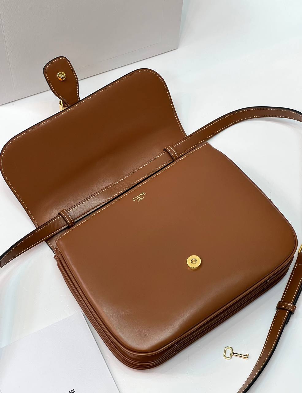 CELINE MEDIUM TABOU IN SMOOTH CALFSKIN TAN