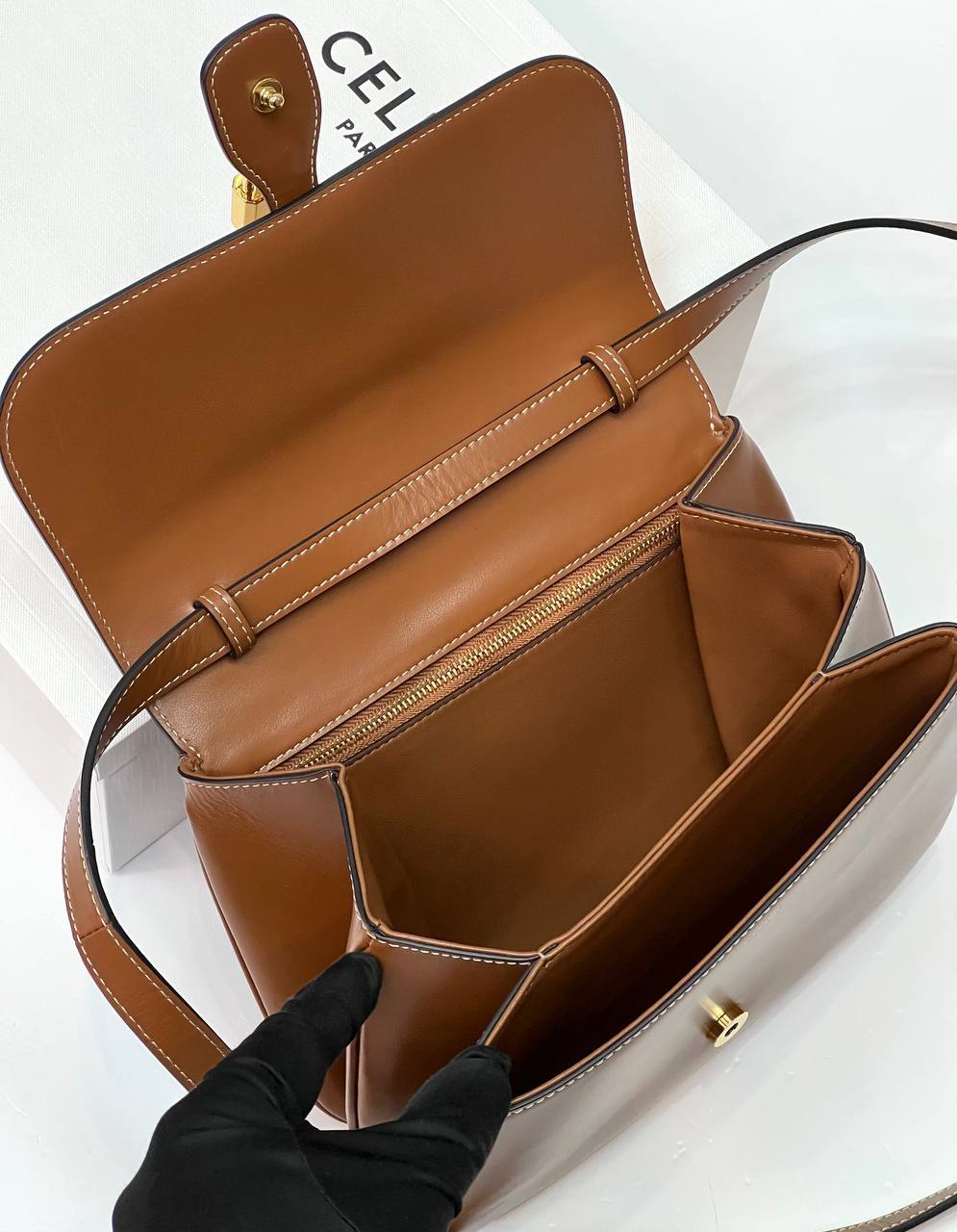 CELINE MEDIUM TABOU IN SMOOTH CALFSKIN TAN
