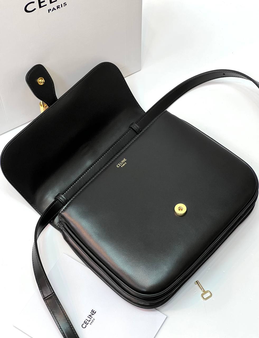 CELINE MEDIUM TABOU IN SMOOTH Black Calfskin