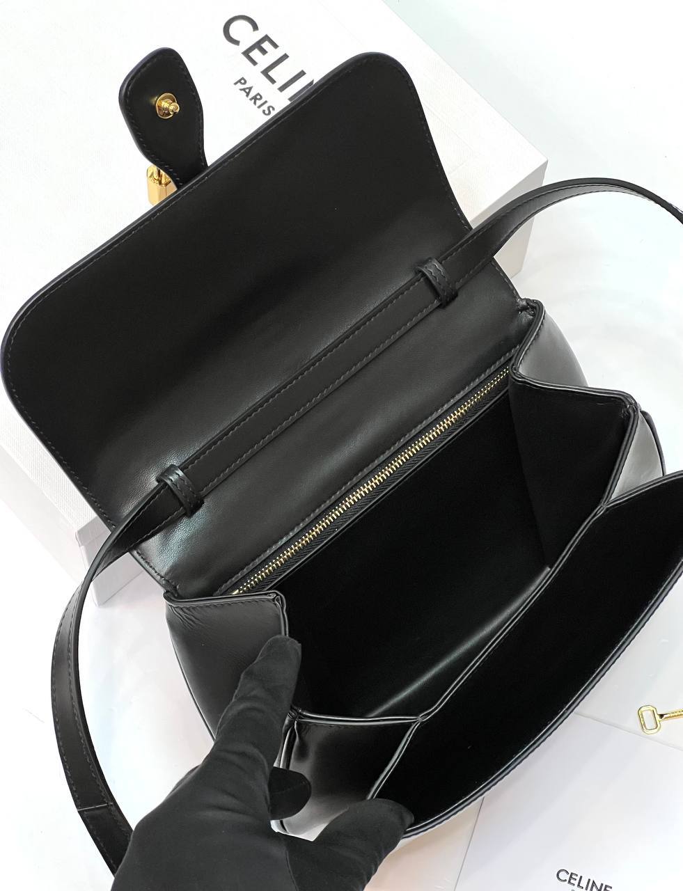 CELINE MEDIUM TABOU IN SMOOTH Black Calfskin