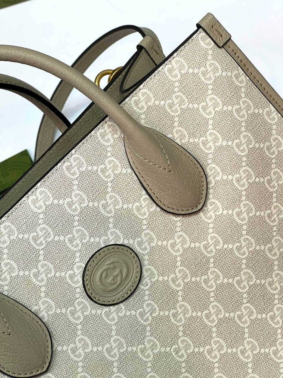 Small tote bag with Interlocking GG Supreme canvas white