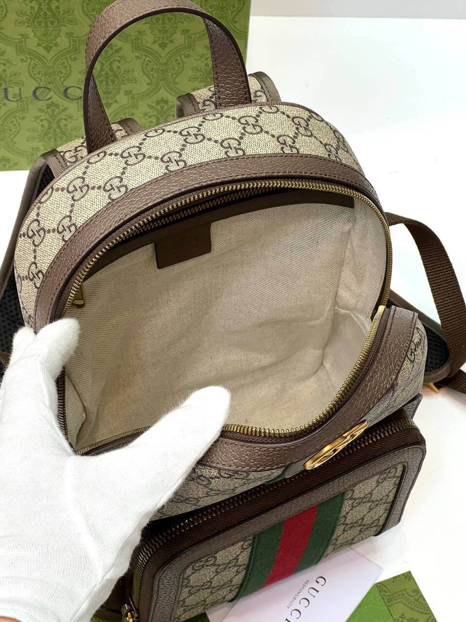 Ophidia GG small backpack beige