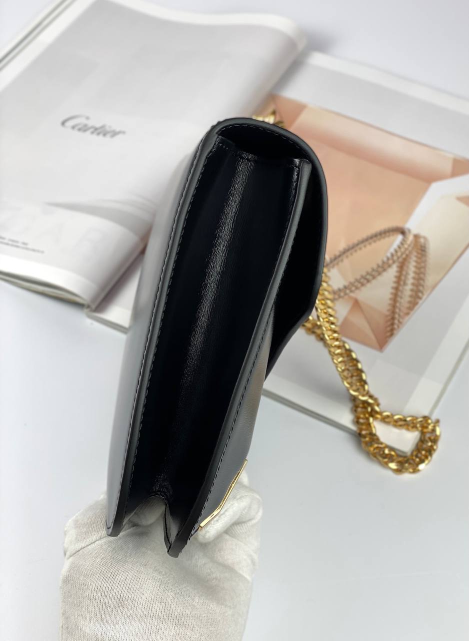CELINE BAGS CHAIN BESACE TRIOMPHE IN SHINY CALFSKIN BLACK