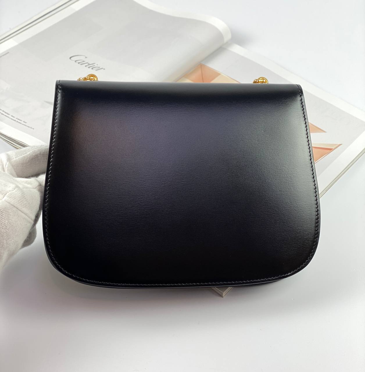 CELINE BAGS CHAIN BESACE TRIOMPHE IN SHINY CALFSKIN BLACK