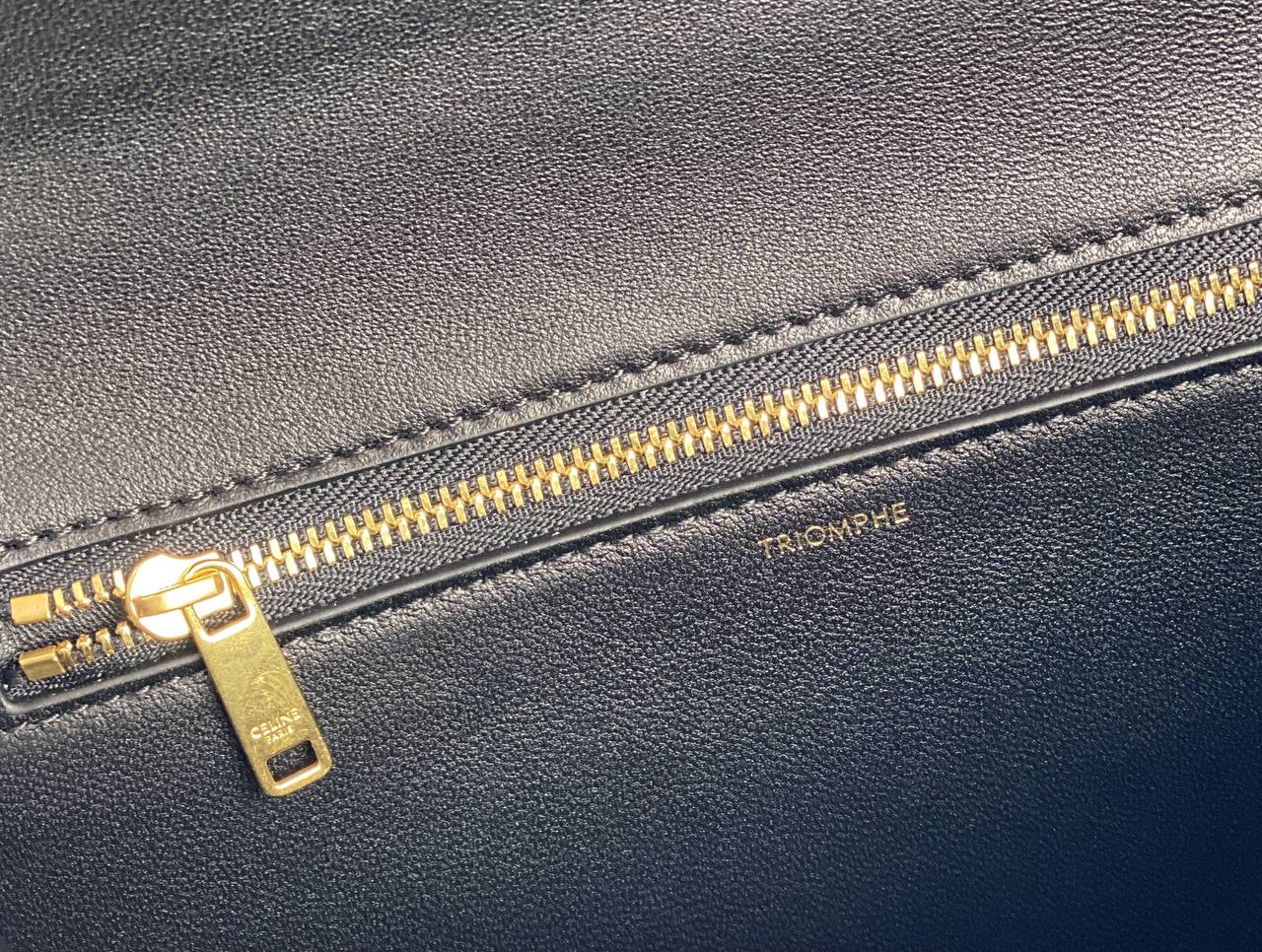 CELINE BAGS CHAIN BESACE TRIOMPHE IN SHINY CALFSKIN BLACK