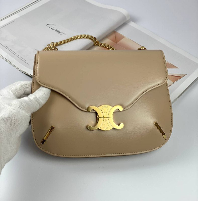 BAGS CELINE CHAIN BESACE TRIOMPHE IN SHINY CALFSKIN NUDE