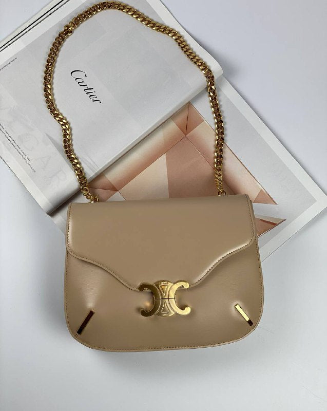 BAGS CELINE CHAIN BESACE TRIOMPHE IN SHINY CALFSKIN NUDE