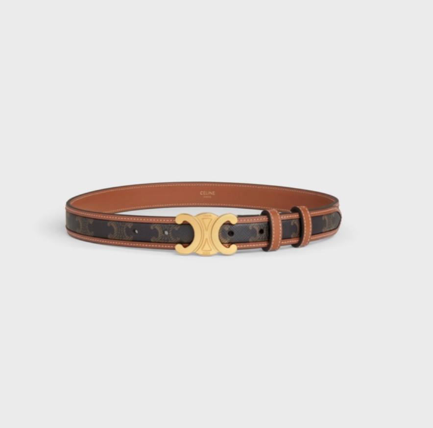 WITH BORDER TRIOMPHE BELT IN TRIOMPHE CANVAS AND CALFSKIN TAN