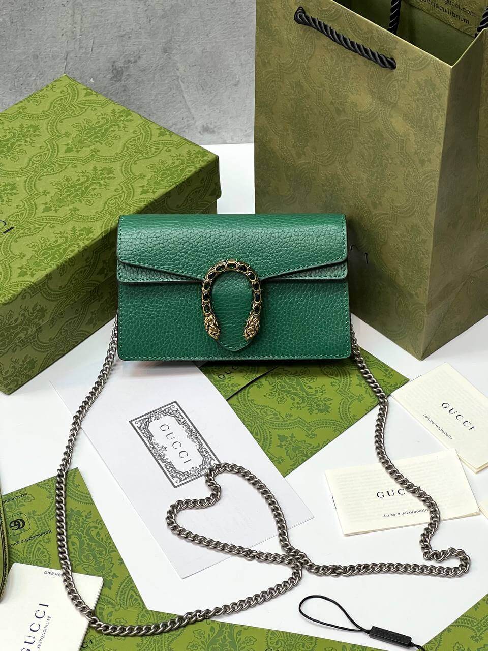 Dionysus leather mini bag green