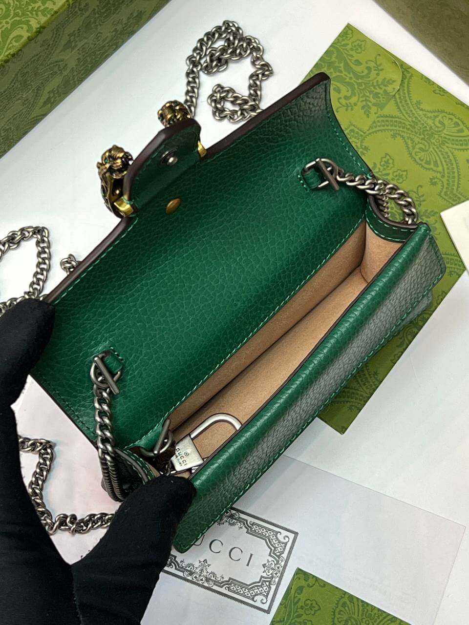 Dionysus leather mini bag green
