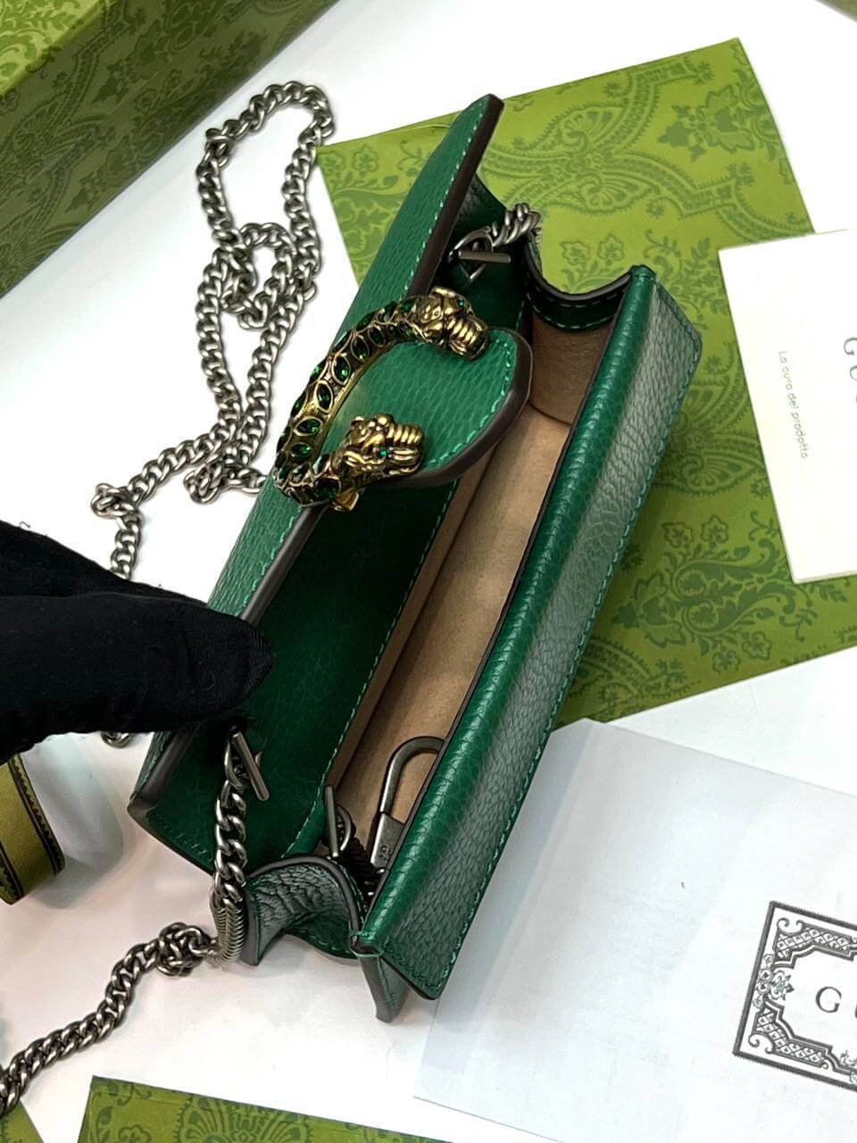 Dionysus leather mini bag green
