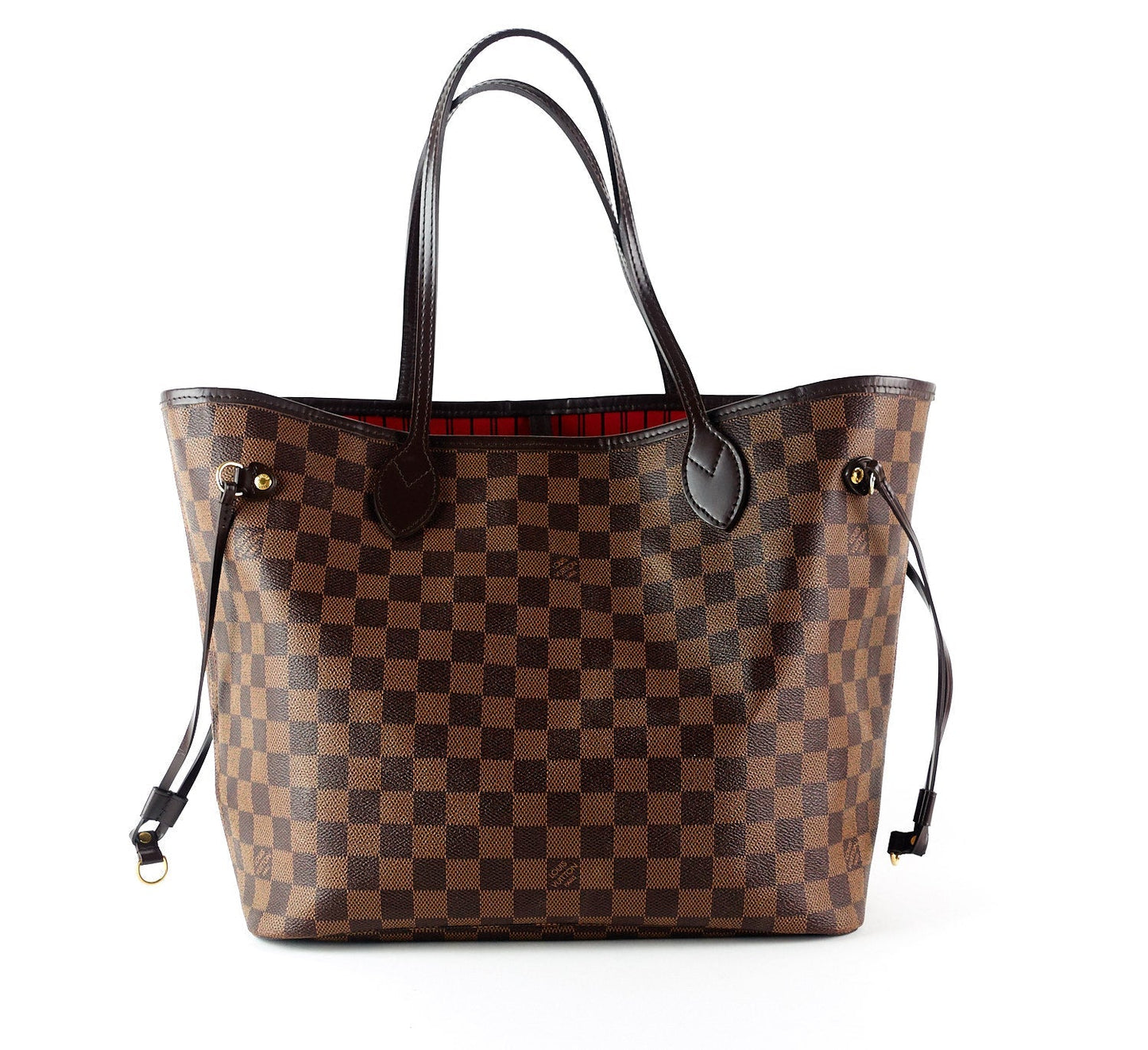 Louis Vuitto Neverfull MM Damier EbÃ¨ne Canvas Tote Bag with Pouch