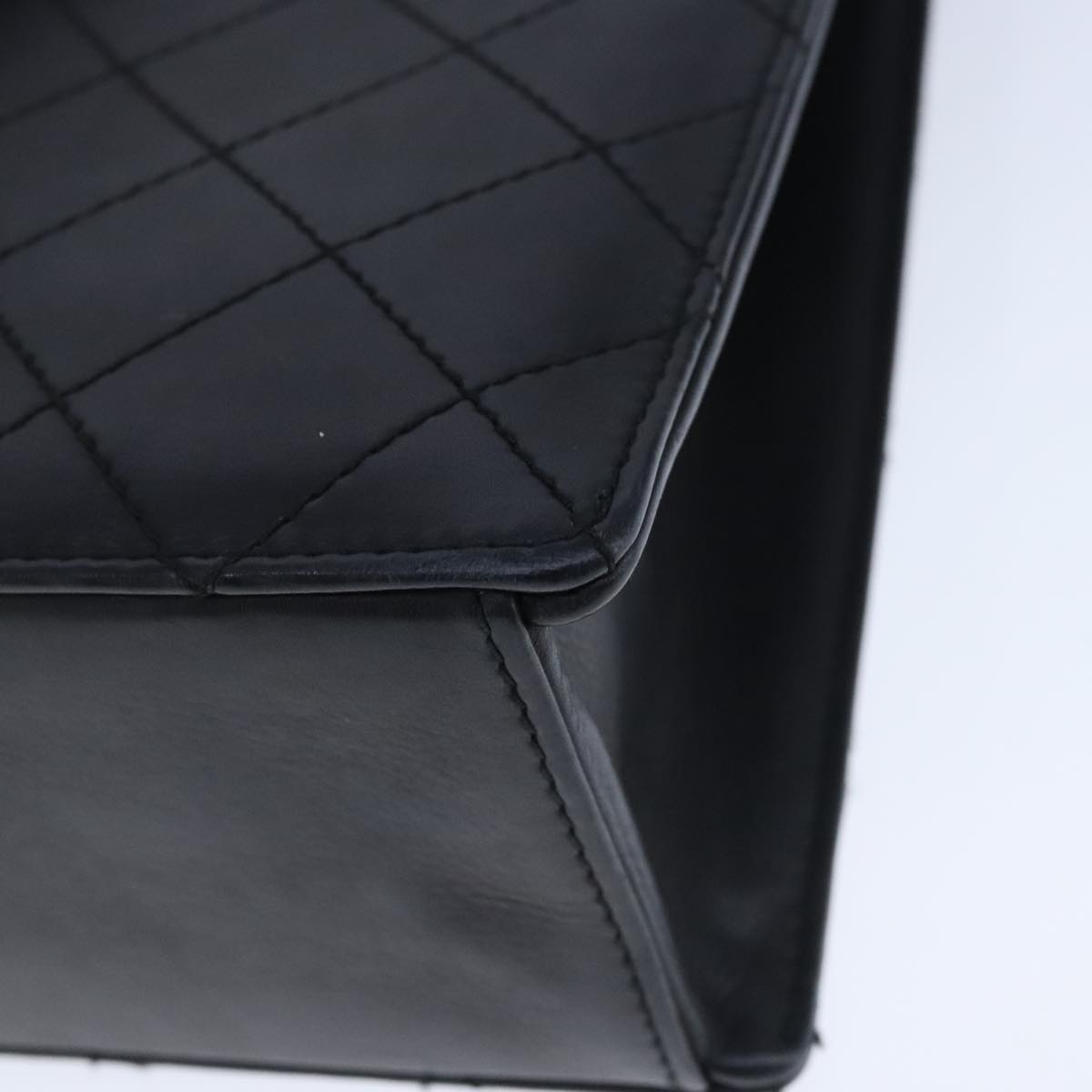 CHANEL Hand Bag Lamb Skin Black CC PP003