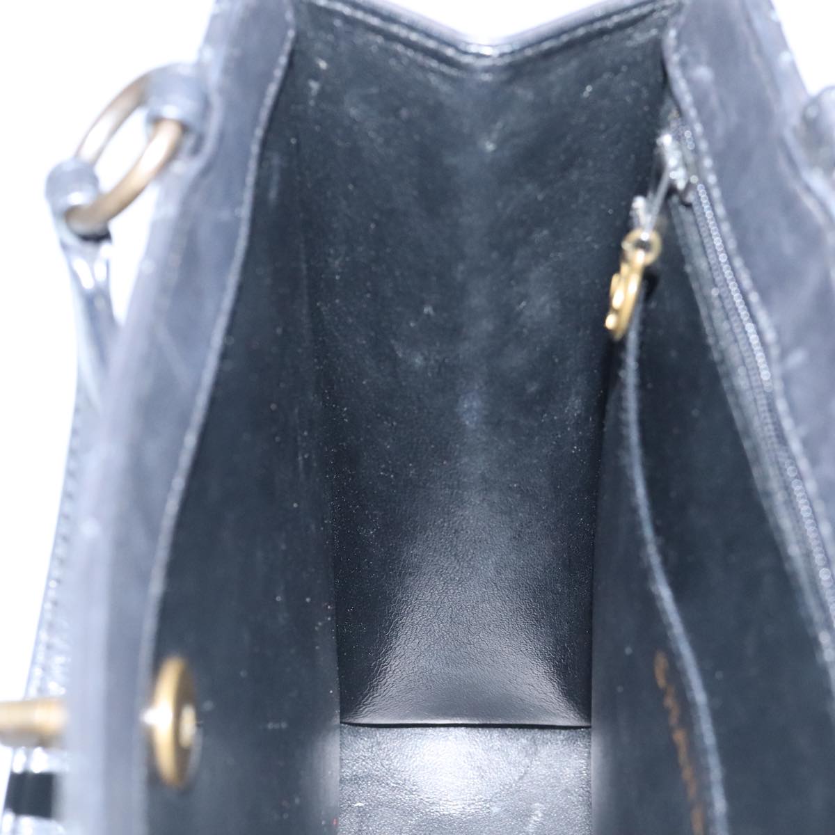 CHANEL Hand Bag Lamb Skin Black CC PP003