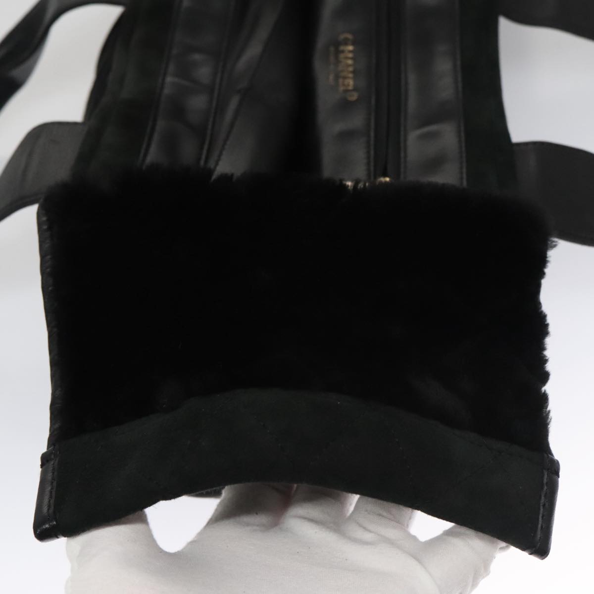 CHANEL Hand Bag Mouton Black CC PP007