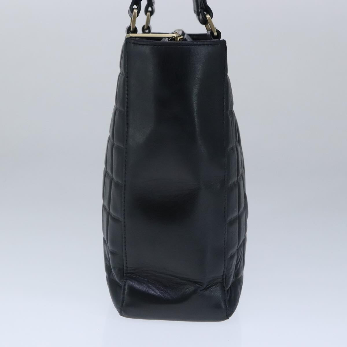 CHANEL Choco Bar Shoulder Bag Lamb Skin Black CC PP012