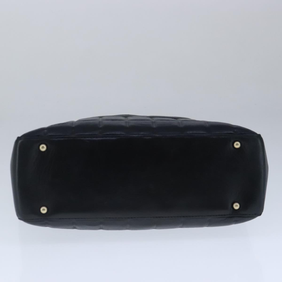 CHANEL Choco Bar Shoulder Bag Lamb Skin Black CC PP012