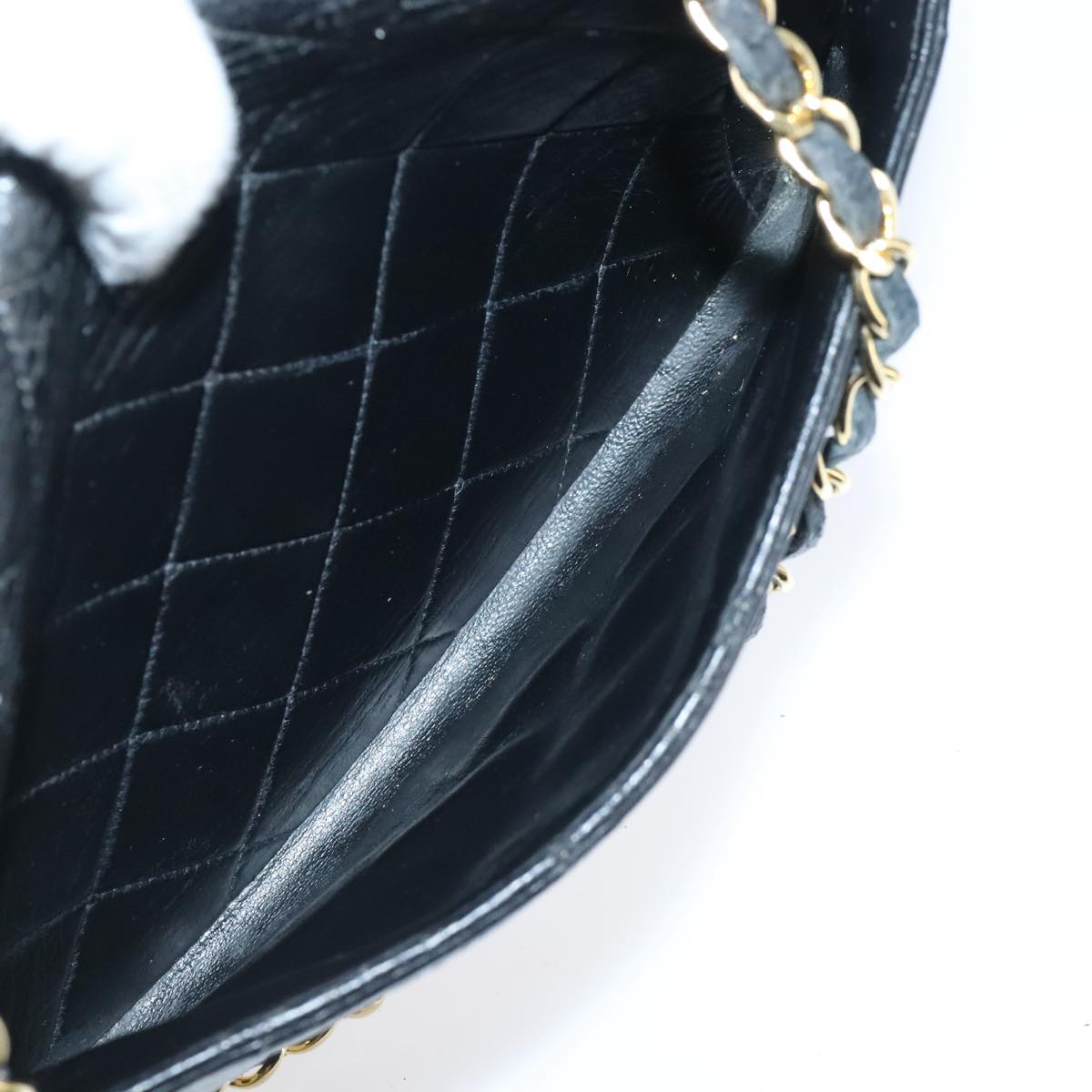 CHANEL Diana 22 Chain Shoulder Bag Lamb Skin Black Gold CC PP016