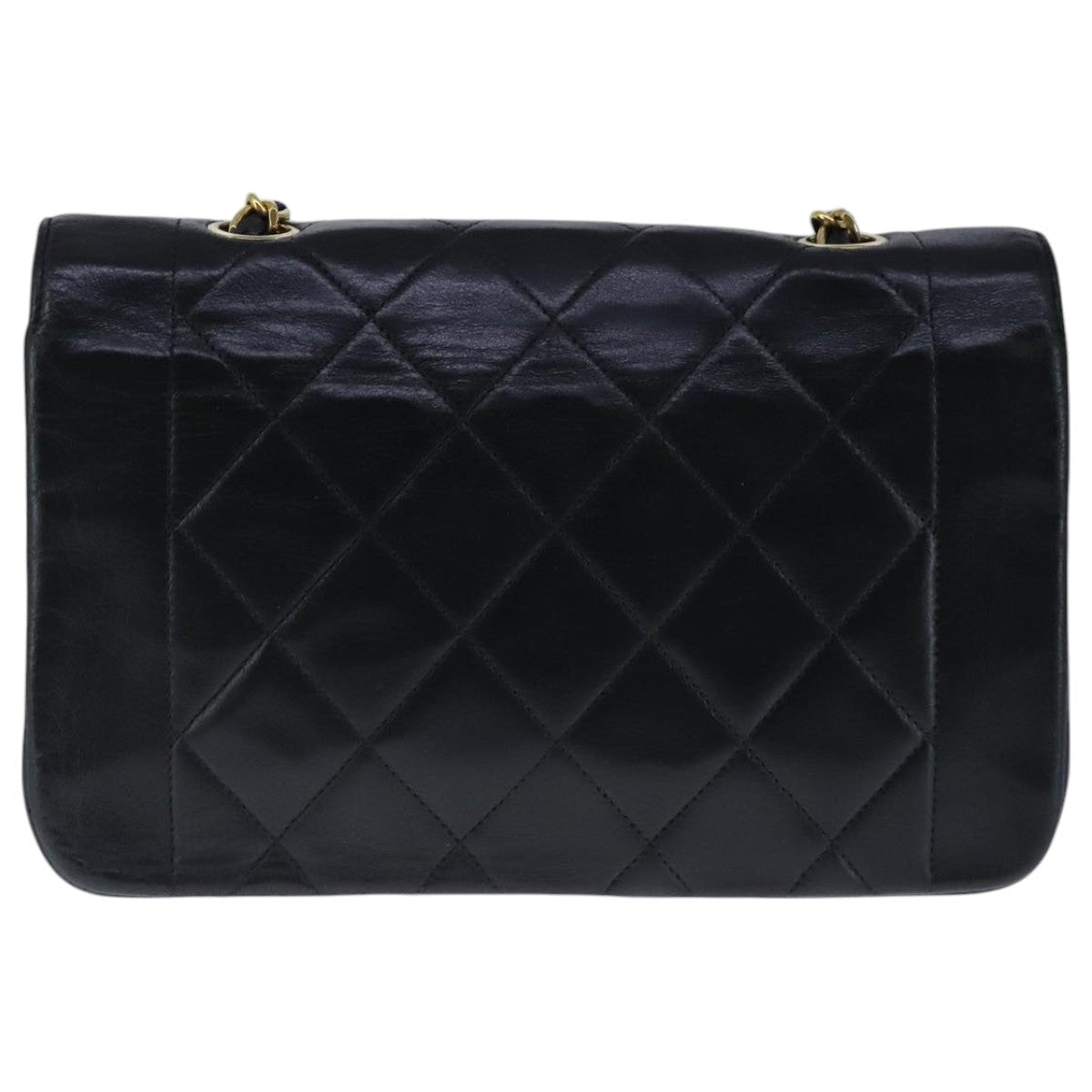 CHANEL Diana 22 Chain Shoulder Bag Lamb Skin Black Gold CC PP035