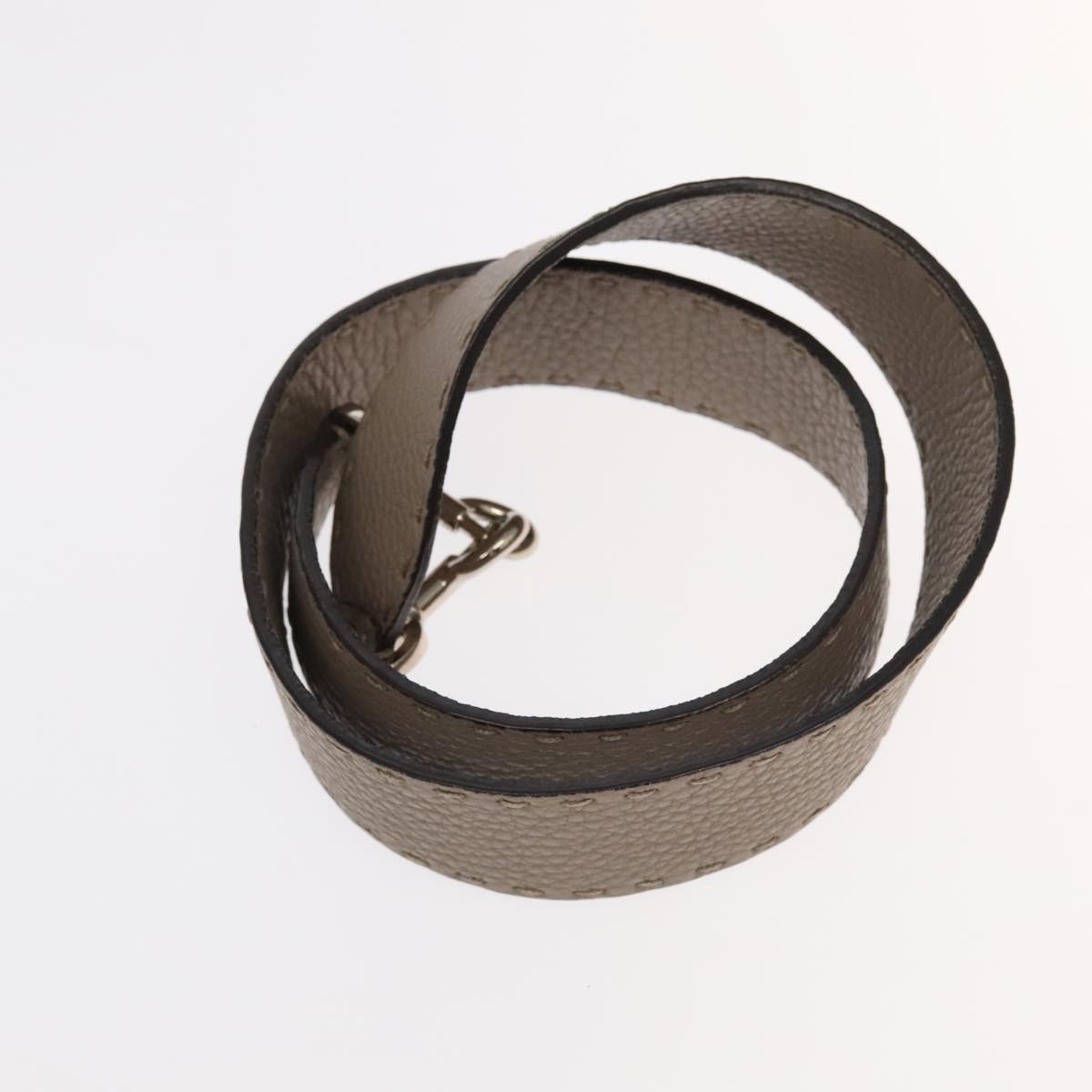 FENDI Hand Bag Leather 2way Gray Silver PP053
