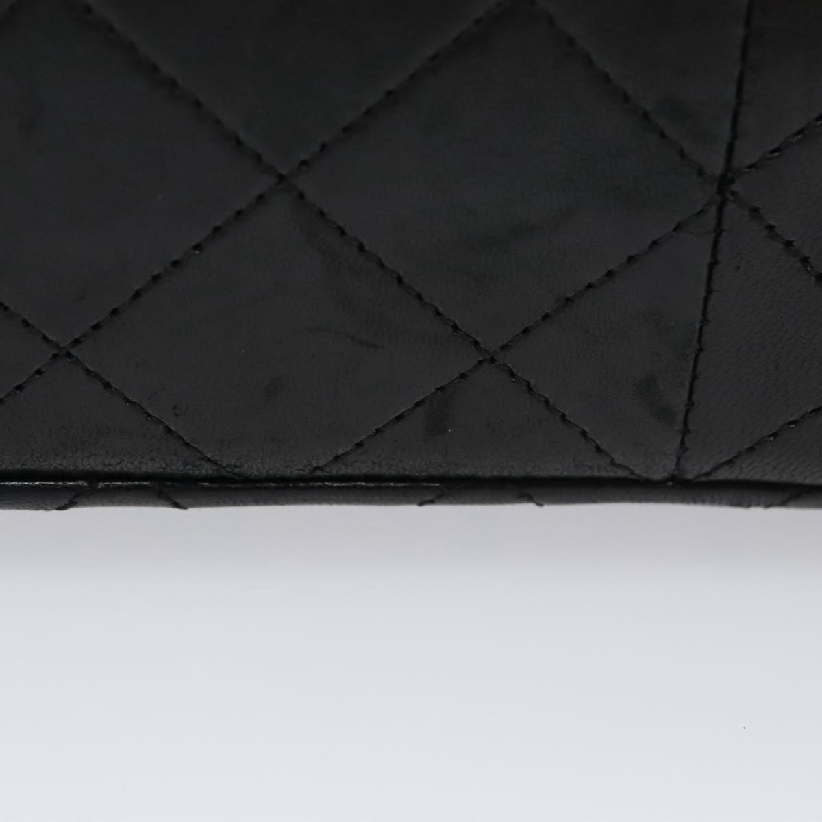 CHANEL Matelasse Chain Shoulder Bag Lamb Skin Black Gold CC PP106A