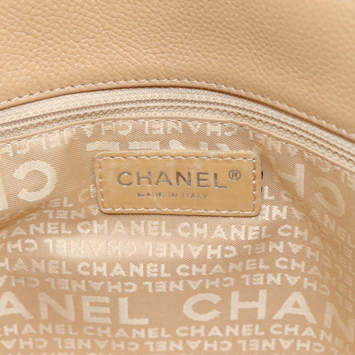CHANEL Hand Bag Caviar Skin Brown Silver CC PP123